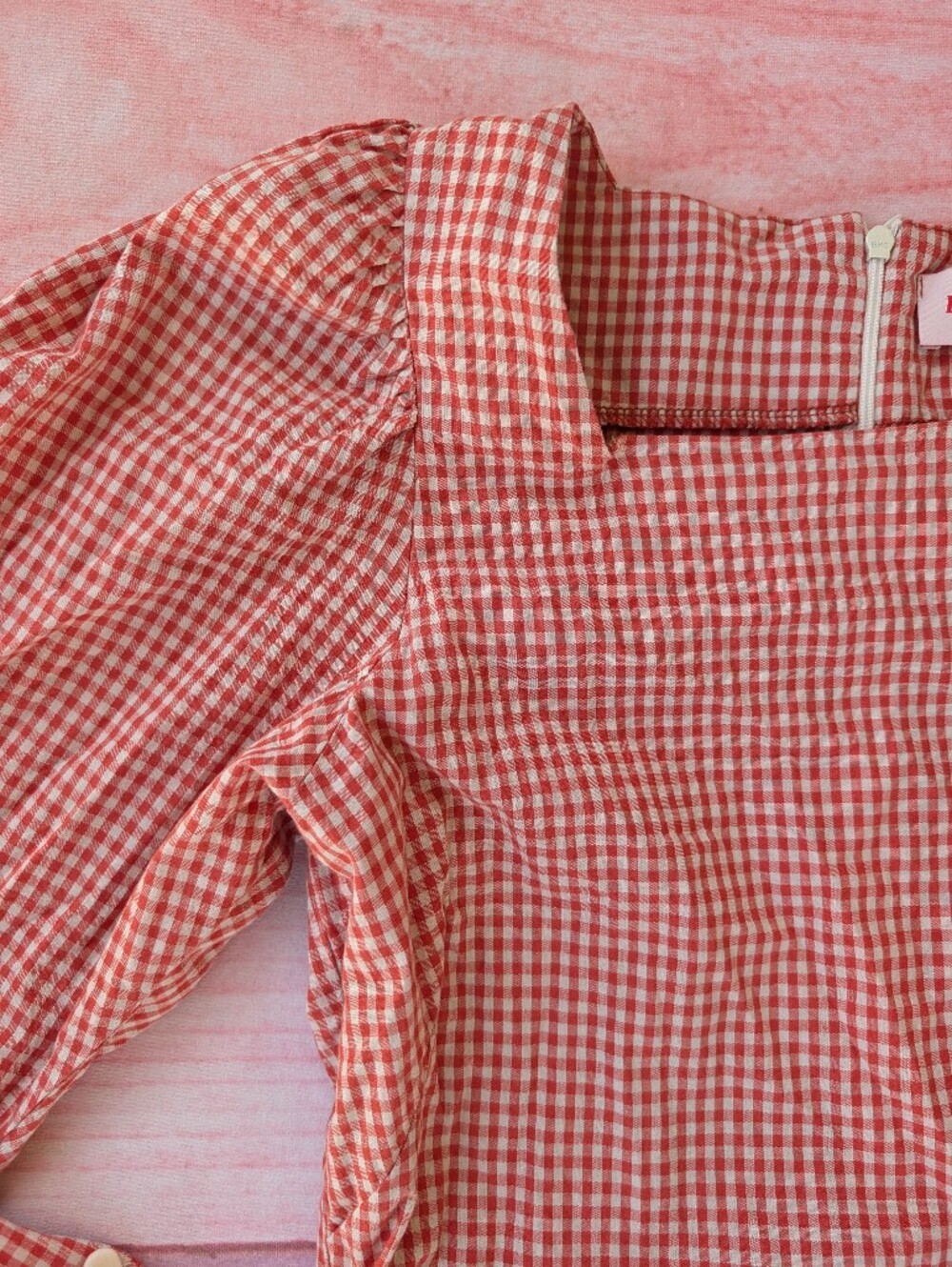 Lisa Says Gah Terracotta Gingham Maddie Midi Dress Medium - Picture 8 of 11